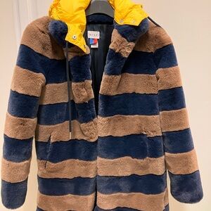 Kule ladies ultra plush faux fur coat with removable hood